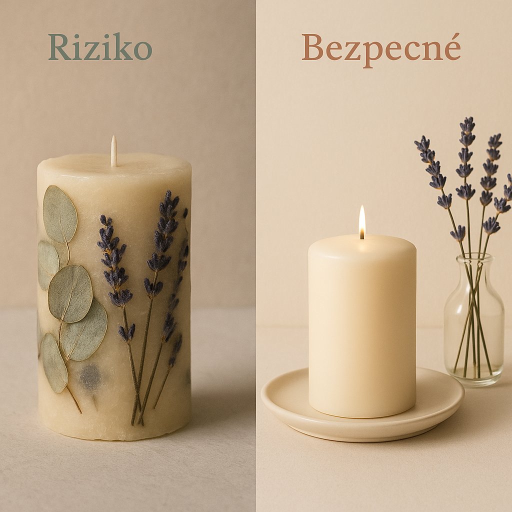 Detal kąpieli woskowej wokół palącego się knota z materiałem botanicznym