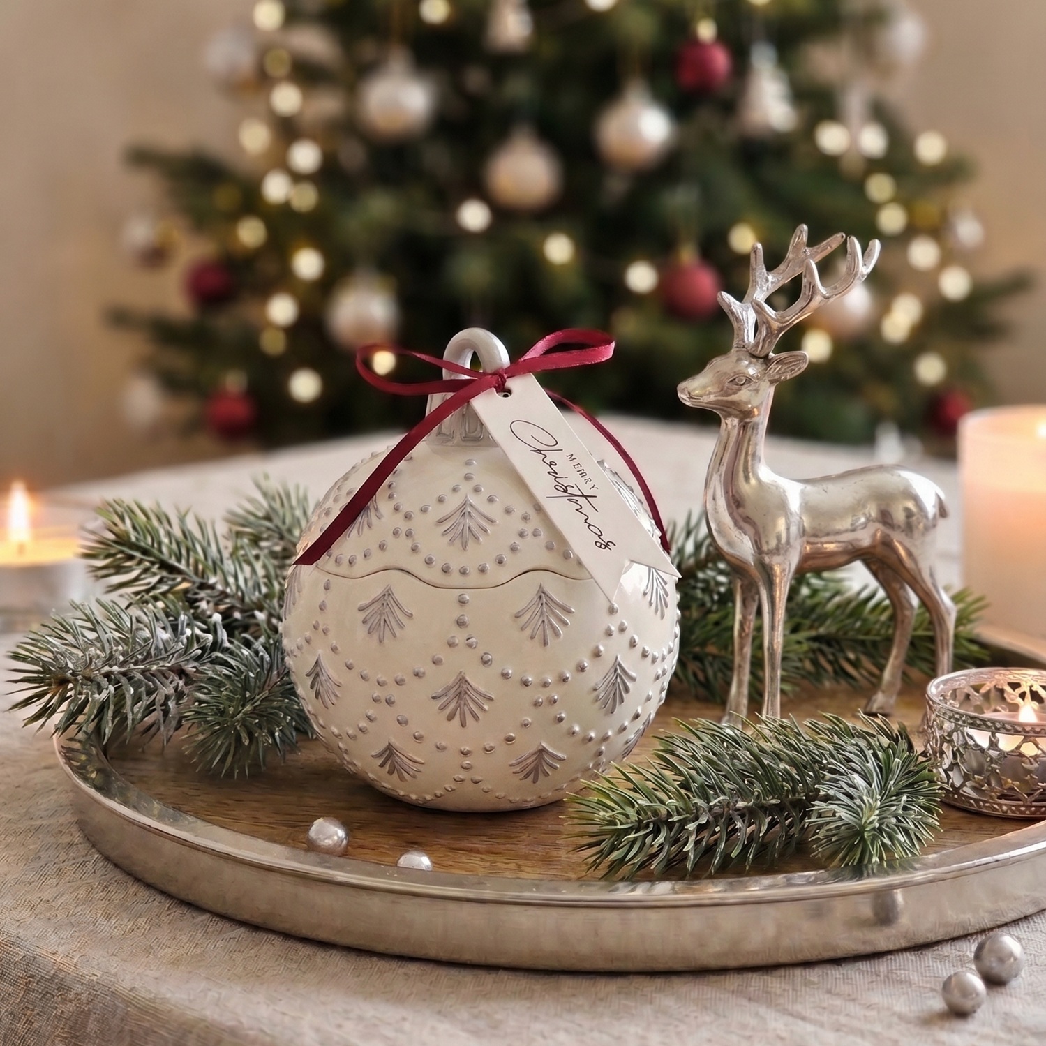 Świeca Christmas Bauble Enchanted MINI - Biała / Srebrna / Zimowa Magia / MINI