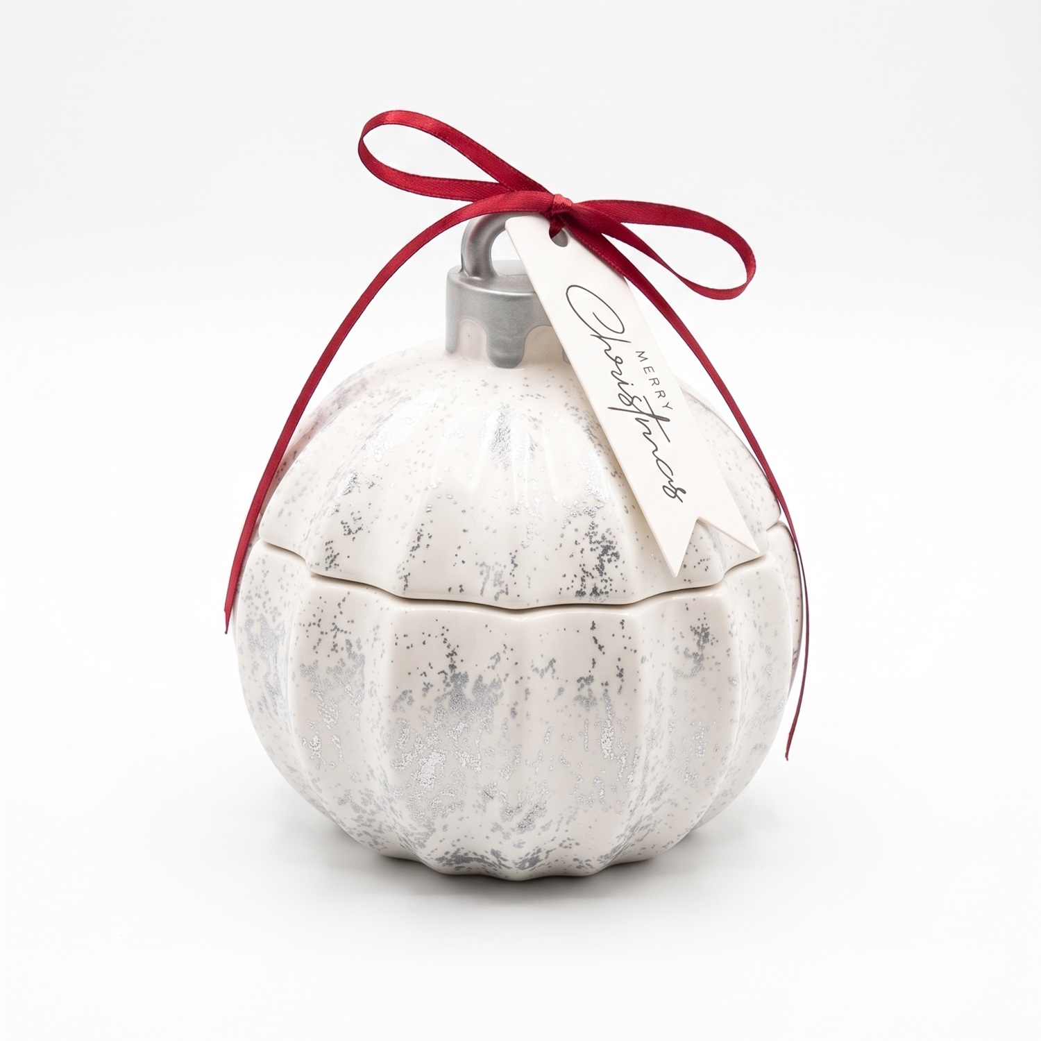 Świeca Christmas Bauble Glitter MINI - Biała / Srebrna / Zimowa Magia