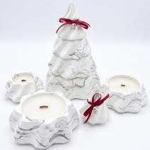 Świeczka Christmas Tree - Biała / Srebrna / Zimowe czary, Pierniczek, Świąteczne pieczywo