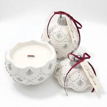 Świeca Christmas Bauble Enchanted - Biała / Srebrna / Zimowa Magia