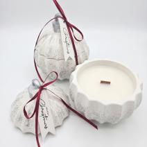 Świeca Christmas Bauble Glitter MINI - Biała / Srebrna / Zimowa Magia