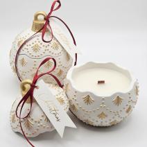Świeca Christmas Bauble Enchanted - Biała / Złota / Zimowa Magia