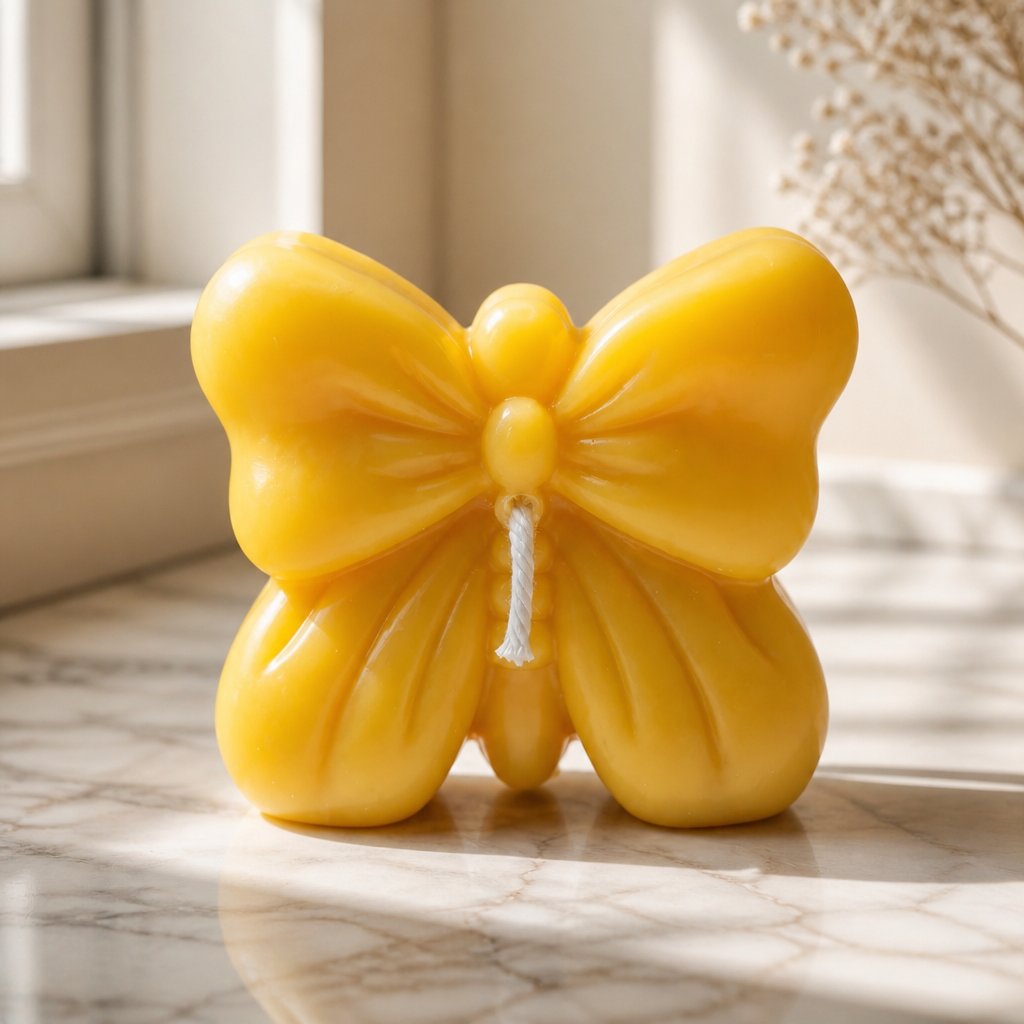 Świeca Motyl Kokardkowy - Żółta / Limonka, Bazylia, Mandarynka
